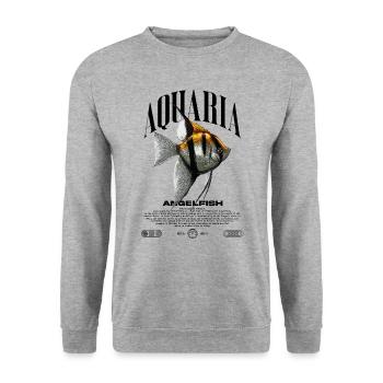 Altum Kaiserfisch Cichlid Fish Keeper Streetwear - Unisex Pullover - Weißgrau meliert - Vorne - Alina (178cm) & Michal (187cm)