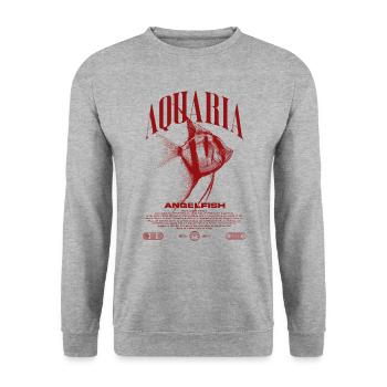 Altum Kaiserfisch Cichlid Fish Keeper Streetwear - Unisex Pullover - Weißgrau meliert - Vorne - Alina (178cm) & Michal (187cm)