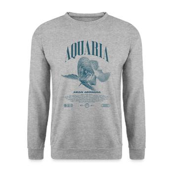 Asiatische Arowana Monster Fish Keeper Streetwear - Unisex Pullover - Weißgrau meliert - Vorne - Alina (178cm) & Michal (187cm)