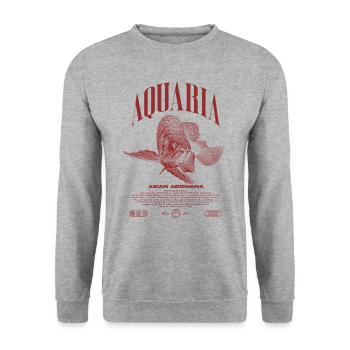 Asiatische Arowana Monster Fish Keeper Streetwear - Unisex Pullover - Weißgrau meliert - Vorne - Alina (178cm) & Michal (187cm)