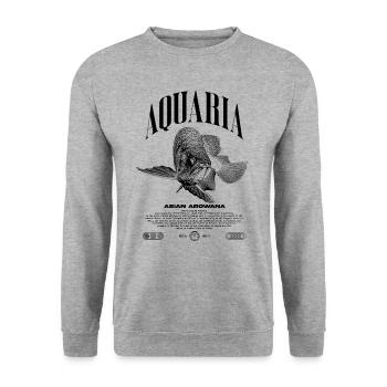 Asiatische Arowana Monster Fish Keeper Streetwear - Unisex Pullover - Weißgrau meliert - Vorne - Alina (178cm) & Michal (187cm)