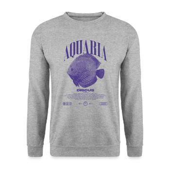 Diskus-Buntbarsch Fish Keeper Moderne Streetwear - Unisex Pullover - Weißgrau meliert - Vorne - Alina (178cm) & Michal (187cm)