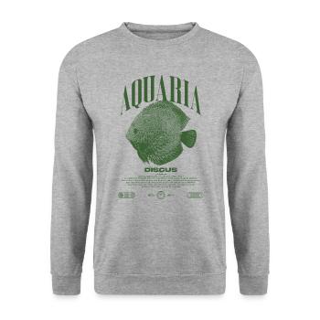 Diskus-Buntbarsch Fish Keeper Moderne Streetwear - Unisex Pullover - Weißgrau meliert - Vorne - Alina (178cm) & Michal (187cm)