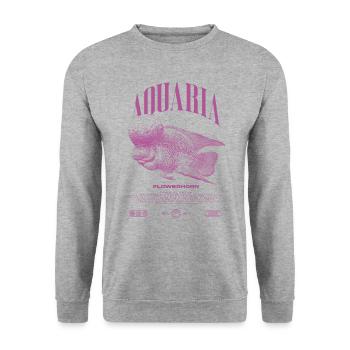 Flowerhorn Cichlid Fish Keeper Streetwear - Unisex Pullover - Weißgrau meliert - Vorne - Alina (178cm) & Michal (187cm)