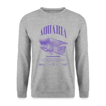 Flowerhorn Cichlid Fish Keeper Streetwear - Unisex Pullover - Weißgrau meliert - Vorne - Alina (178cm) & Michal (187cm)