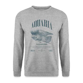 Flowerhorn Cichlid Fish Keeper Streetwear - Unisex Pullover - Weißgrau meliert - Vorne - Alina (178cm) & Michal (187cm)