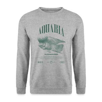Flowerhorn Cichlid Fish Keeper Streetwear - Unisex Pullover - Weißgrau meliert - Vorne - Alina (178cm) & Michal (187cm)
