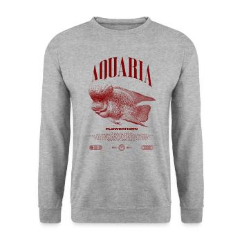 Flowerhorn Cichlid Fish Keeper Streetwear - Unisex Pullover - Weißgrau meliert - Vorne - Alina (178cm) & Michal (187cm)