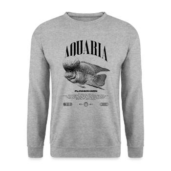 Flowerhorn Cichlid Fish Keeper Streetwear - Unisex Pullover - Weißgrau meliert - Vorne - Alina (178cm) & Michal (187cm)