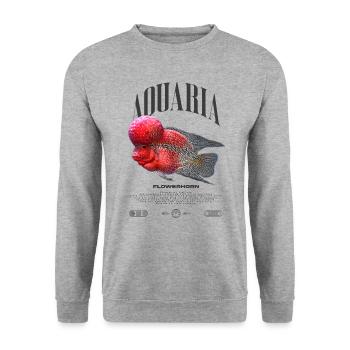 Flowerhorn Cichlid Fish Keeper Streetwear - Unisex Pullover - Weißgrau meliert - Vorne - Alina (178cm) & Michal (187cm)