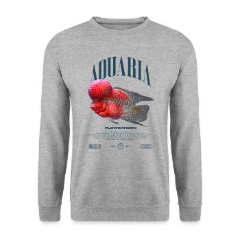Flowerhorn Cichlid Fish Keeper Streetwear - Unisex Pullover - Weißgrau meliert - Vorne - Alina (178cm) & Michal (187cm)