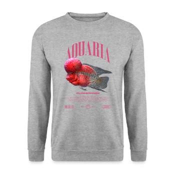 Flowerhorn Cichlid Fish Keeper Streetwear - Unisex Pullover - Weißgrau meliert - Vorne - Alina (178cm) & Michal (187cm)