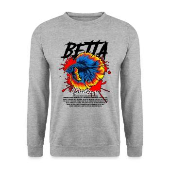 Betta Fish Keeper Streetwear moderne - Sweat-shirt Unisexe - gris chiné - Devant - Alina (178cm) & Michal (187cm)