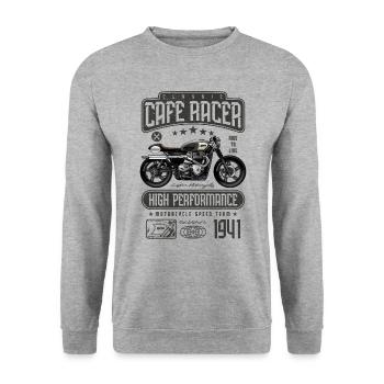 Cafe Racer Motorrad Geburtstag Biker Geboren 1941 - Unisex Pullover - Weißgrau meliert - Vorne - Alina (178cm) & Michal (187cm)