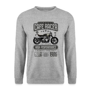 Cafe Racer Motorrad Geburtstag Biker Jahrgang 1986 - Unisex Pullover - Weißgrau meliert - Vorne - Alina (178cm) & Michal (187cm)