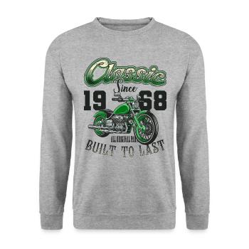 Motorcycle Bikers Motorbike Birthday Born In 1968 - Unisex Sweatshirt - salt & pepper - Front - Alina (178cm) & Michal (187cm)
