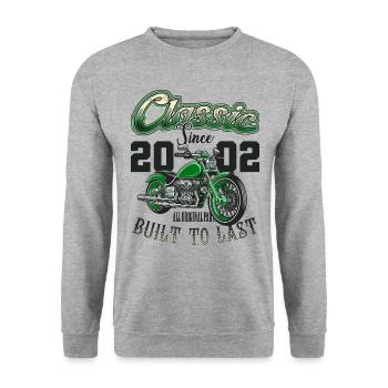 Motorcycle Bikers Motorbike Birthday Born In 2002 - Unisex Sweatshirt - salt & pepper - Front - Alina (178cm) & Michal (187cm)