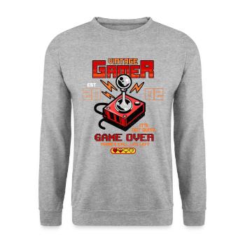 Vintage Gamer depuis 2002 Drôle d’anniversaire Gaming - Sweat-shirt Unisexe - gris chiné - Devant - Alina (178cm) & Michal (187cm)