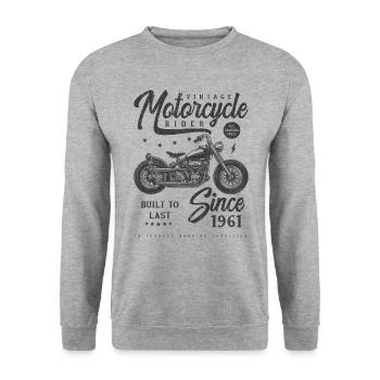 Anniversaire Moto Vintage Né En 1961 - Sweat-shirt Unisexe - gris chiné - Devant - Alina (178cm) & Michal (187cm)