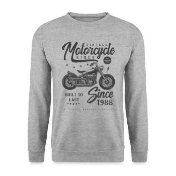 Vintage Motorcycle Biker Birthday Born In 1988 - Unisex Sweatshirt - salt & pepper - Front - Alina (178cm) & Michal (187cm)