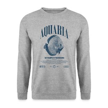 Diskus Cichlid Fish Keeper Moderne Streetwear - Unisex Pullover - Weißgrau meliert - Vorne - Alina (178cm) & Michal (187cm)