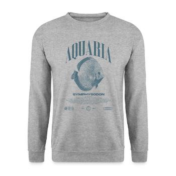 Diskus Cichlid Fish Keeper Moderne Streetwear - Unisex Pullover - Weißgrau meliert - Vorne - Alina (178cm) & Michal (187cm)