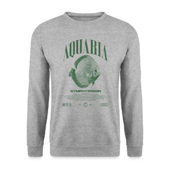 Diskus Cichlid Fish Keeper Moderne Streetwear - Unisex Pullover - Weißgrau meliert - Vorne - Alina (178cm) & Michal (187cm)