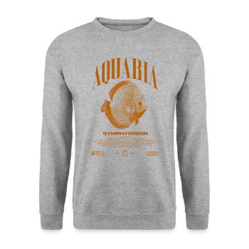 Discus Cichlidé Fish Keeper Moderne Streetwear - Sweat-shirt Unisexe - gris chiné - Devant - Alina (178cm) & Michal (187cm)