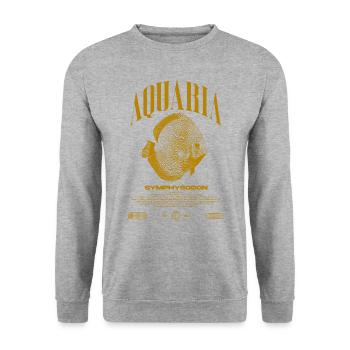 Diskus Cichlid Fish Keeper Moderne Streetwear - Unisex Pullover - Weißgrau meliert - Vorne - Alina (178cm) & Michal (187cm)