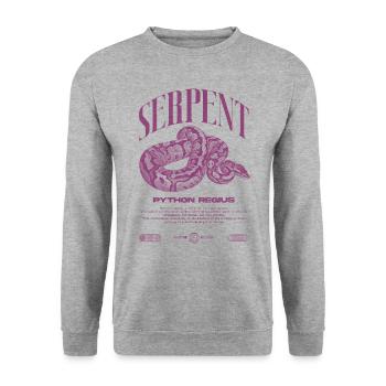 Ball Python Moderne Reptilienwärter Streetwear - Unisex Pullover - Weißgrau meliert - Vorne - Alina (178cm) & Michal (187cm)