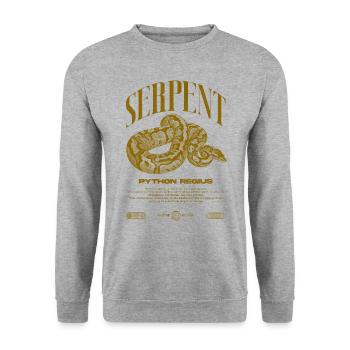 Ball Python Moderne Reptilienwärter Streetwear - Unisex Pullover - Weißgrau meliert - Vorne - Alina (178cm) & Michal (187cm)