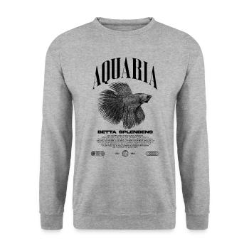 Betta Fish Keeper Modern Streetwear - Unisex Sweatshirt - salt & pepper - Front - Alina (178cm) & Michal (187cm)