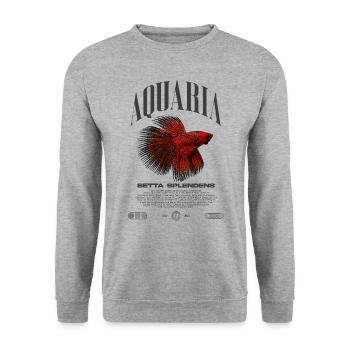 Betta Fish Keeper Modern Streetwear - Unisex Sweatshirt - salt & pepper - Front - Alina (178cm) & Michal (187cm)