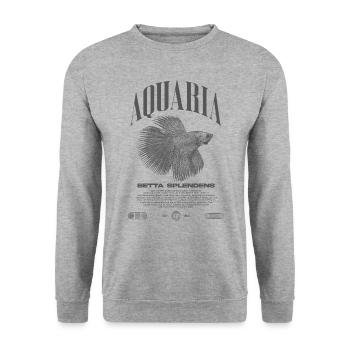 Betta Fish Keeper Modern Streetwear - Unisex Sweatshirt - salt & pepper - Front - Alina (178cm) & Michal (187cm)