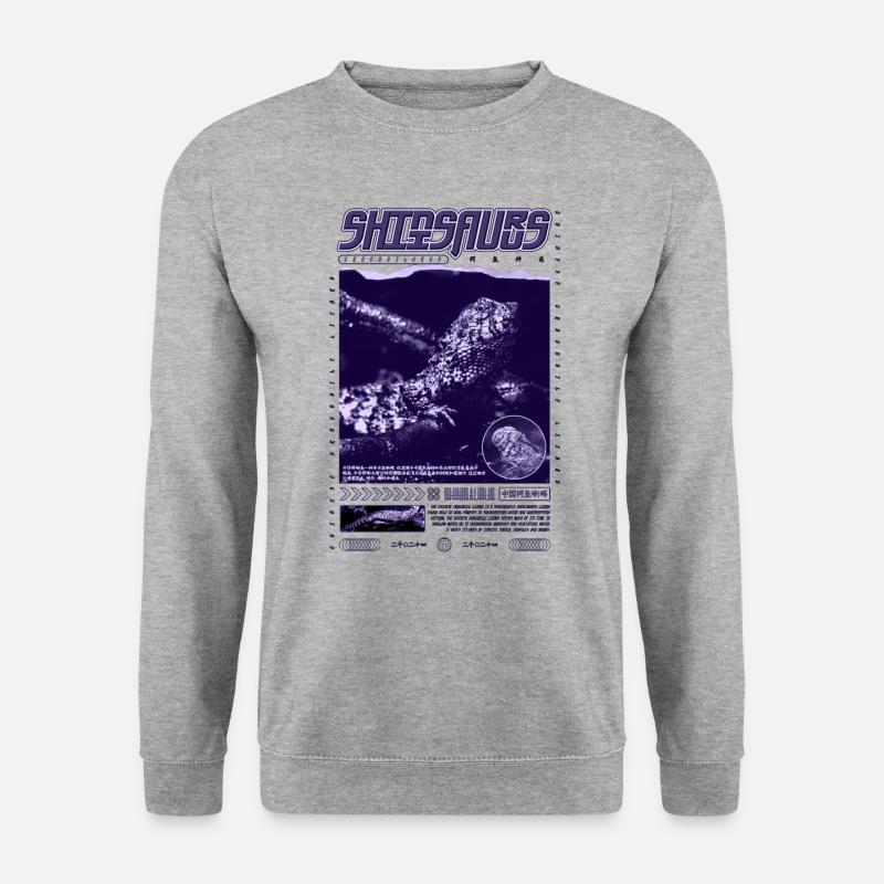 Chinesisches Krokodil Eidechse Shinisaurus Crocodilurus - Unisex Pullover - Weißgrau meliert