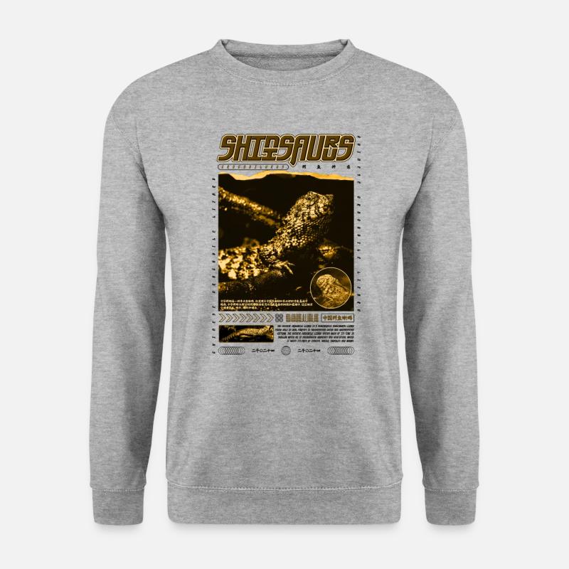 Chinesisches Krokodil Eidechse Shinisaurus Crocodilurus - Unisex Pullover - Weißgrau meliert