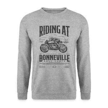 Bonneville Salt Flats Motorcycle Birthday 1968 - Unisex Sweatshirt - salt & pepper - Front - Alina (178cm) & Michal (187cm)