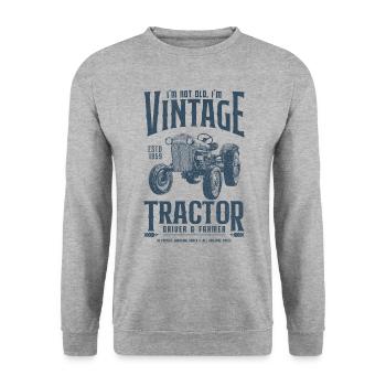 Oldtimer Traktor Bauer Geburtstag Jahrgang 1959 - Unisex Pullover - Weißgrau meliert - Vorne - Alina (178cm) & Michal (187cm)