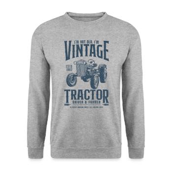 Anniversaire de fermier de tracteur vintage né en 1982 - Sweat-shirt Unisexe - gris chiné - Devant - Alina (178cm) & Michal (187cm)