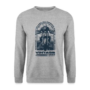 Moto Vintage Motards Moto Anniversaire 1992 - Sweat-shirt Unisexe - gris chiné - Devant - Alina (178cm) & Michal (187cm)
