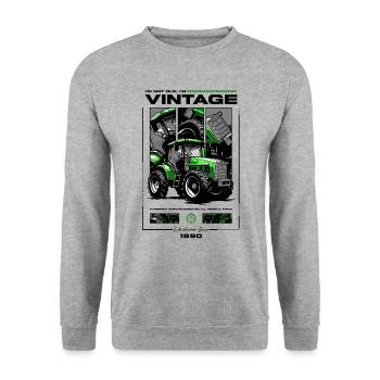 Anniversaire de fermier de tracteur vintage né en 1990 - Sweat-shirt Unisexe - gris chiné - Devant - Alina (178cm) & Michal (187cm)