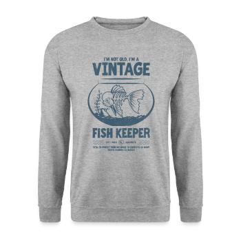Vintage Fish Keeper Tropischer Fisch Geburtstag 1940 - Unisex Pullover - Weißgrau meliert - Vorne - Alina (178cm) & Michal (187cm)