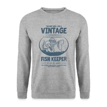 Vintage Fish Keeper Tropischer Fisch Geburtstag 1938 - Unisex Pullover - Weißgrau meliert - Vorne - Alina (178cm) & Michal (187cm)