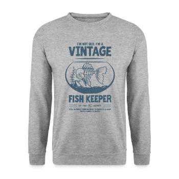 Vintage Fish Keeper Tropischer Fisch Geburtstag 1963 - Unisex Pullover - Weißgrau meliert - Vorne - Alina (178cm) & Michal (187cm)