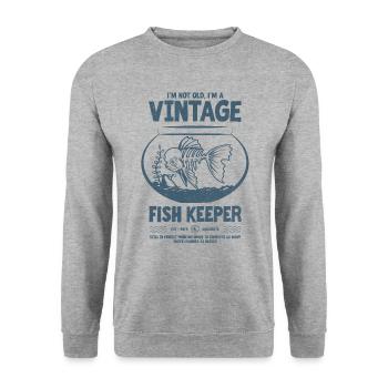 Vintage Fish Keeper Poisson Tropical Anniversaire 1975 - Sweat-shirt Unisexe - gris chiné - Devant - Alina (178cm) & Michal (187cm)