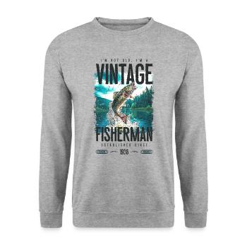 Vintage Trout Fisherman Fishing Birthday 1938 - Unisex Sweatshirt - salt & pepper - Front - Alina (178cm) & Michal (187cm)