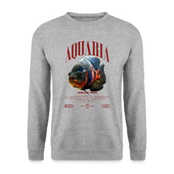 Oscar Fish Water Change Monster Fish - Unisex Sweatshirt - salt & pepper - Front - Alina (178cm) & Michal (187cm)