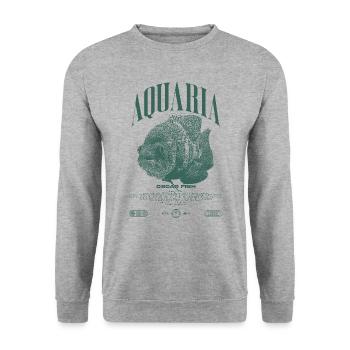 Oscar Fish Water Change Monster Fish - Unisex Sweatshirt - salt & pepper - Front - Alina (178cm) & Michal (187cm)