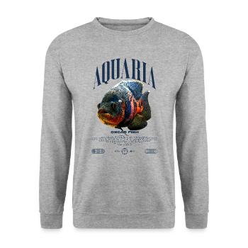 Oscar Fish Water Change Monster Fish - Unisex Sweatshirt - salt & pepper - Front - Alina (178cm) & Michal (187cm)
