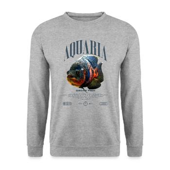 Oscar Fish Water Change Monster Fish - Unisex Sweatshirt - salt & pepper - Front - Alina (178cm) & Michal (187cm)